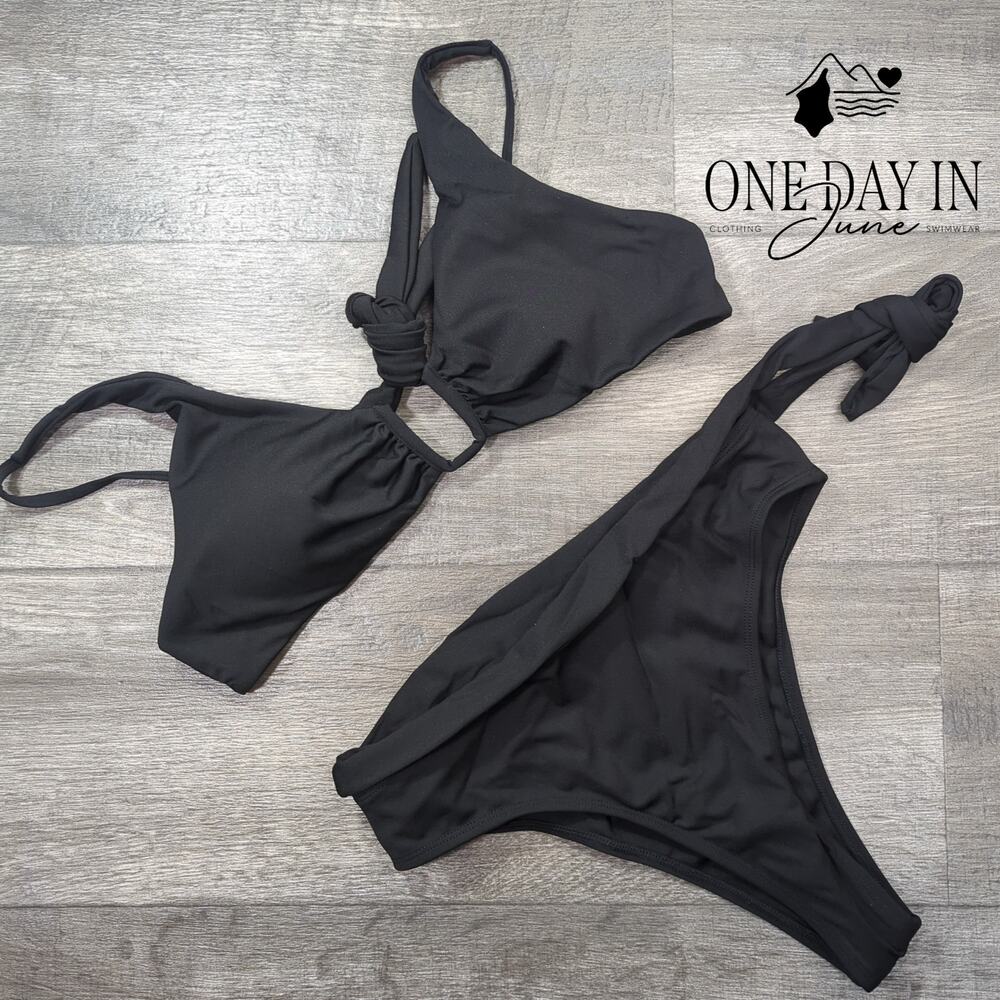 Aleumdr U Wire Tie Back Cheeky Bikini Swimsuit Size M